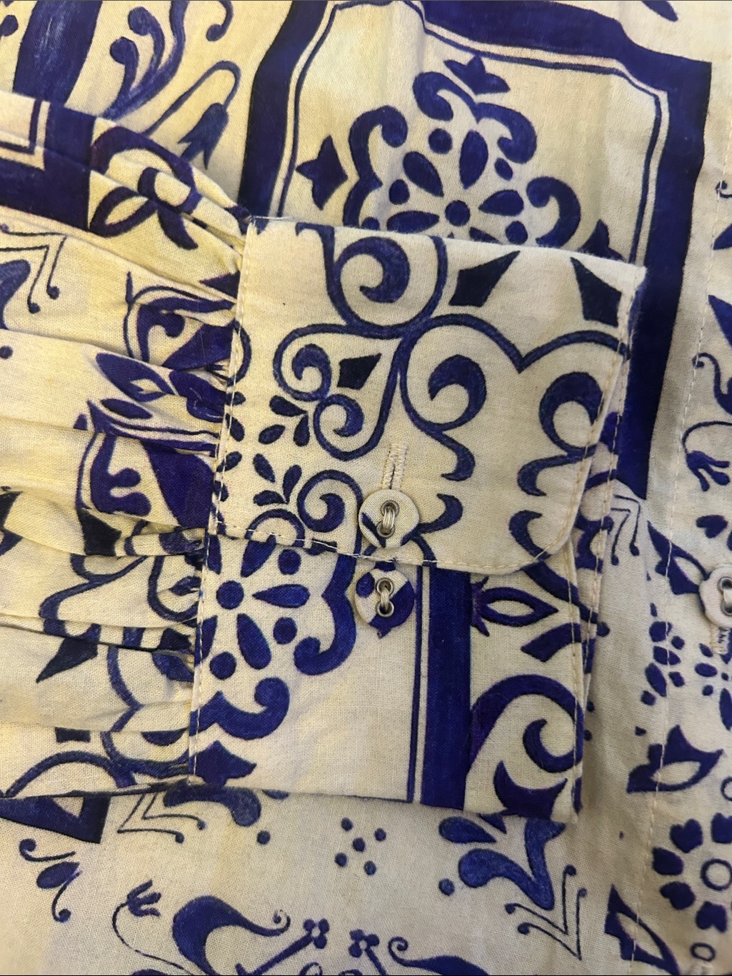 Nwt Samantha Pleet Moon Tile Enchantment Blouse Medium Indigo Blue Ivory A — image 6 of 8